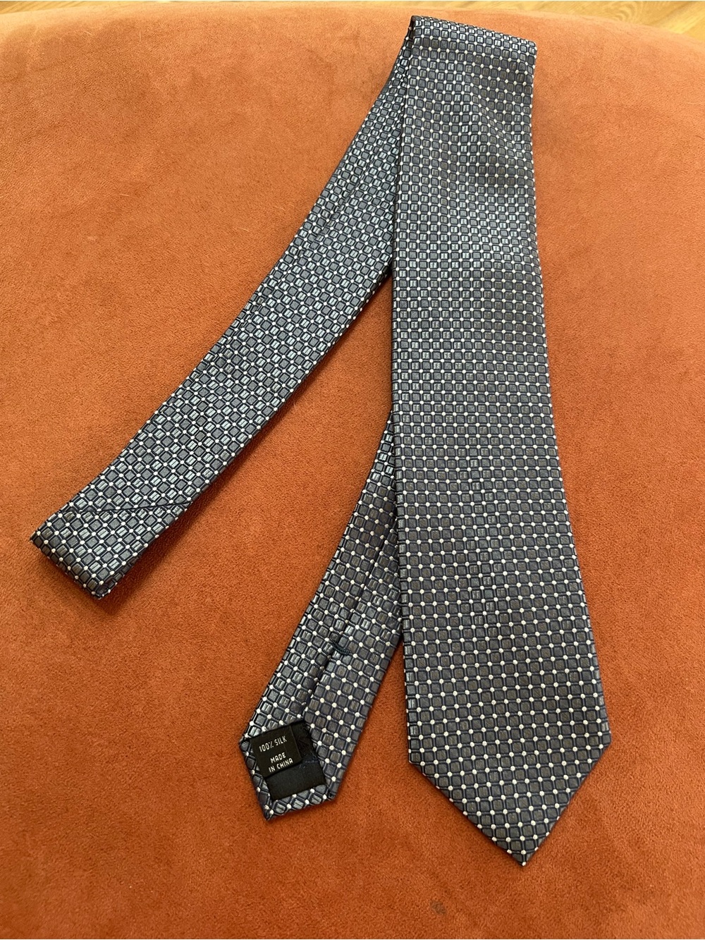 Jos. A. Bank Gray and White Geometric Silk Tie